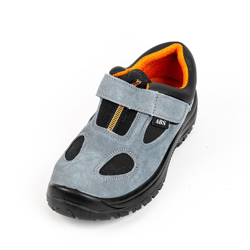 SS106 รองเท้าเซฟตี้หนังกลับนิ้วเท้าเหล็กตาข่ายระบายอากาศ